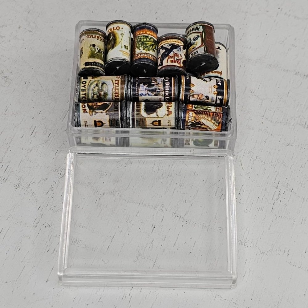 Vintage Dollhouse Miniature Canned Food Set Cans Set of 24 - Picture 4 of 8